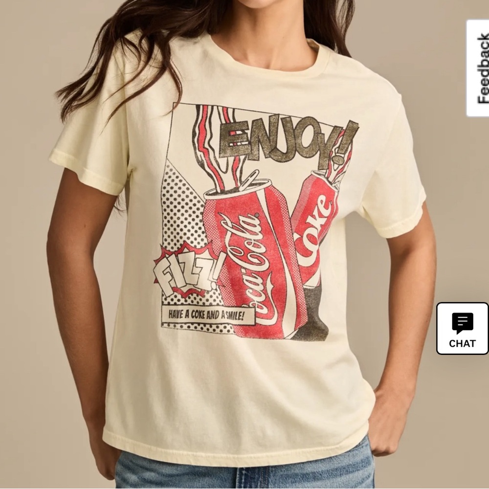 Lucky Brand women’s comic book Coca Cola Coke Classic Crew T Shirt XXL NWT